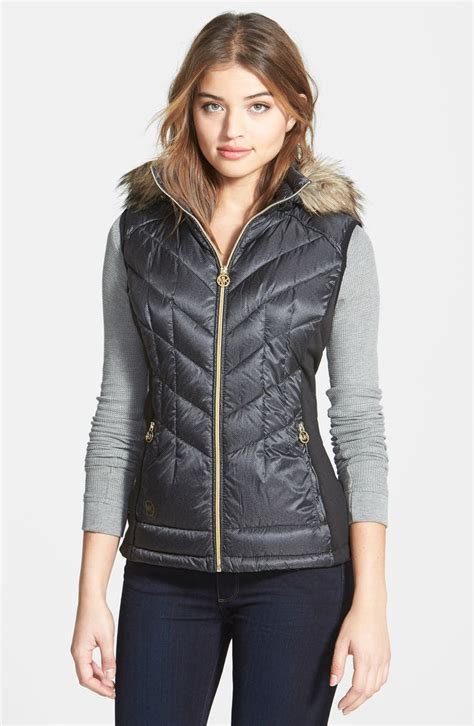 faux fur trim hood belted vest michael kors|Michael michael kors faux fur vest + FREE SHIPPING .